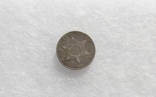 1860 Three Cent Silver F-15 | Of Coins & Crystals