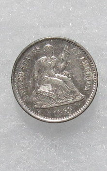 1861 Seated Liberty Half Dime MS-60 | Of Coins & Crystals
