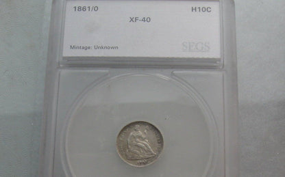 1861/0 Seated Liberty Half Dime SEGS XF-40 | Of Coins & Crystals