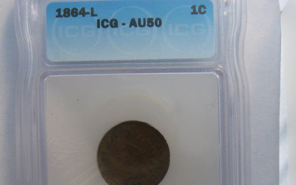 1864-L Indian Cent ICG AU-50 | Of Coins & Crystals