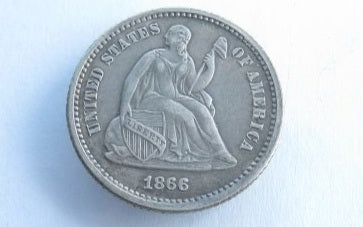 1866 Hald Dime XF-40