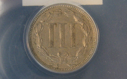 1868 Nickel Three Cent.  ANACS AU-53 | Of Coins & Crystals