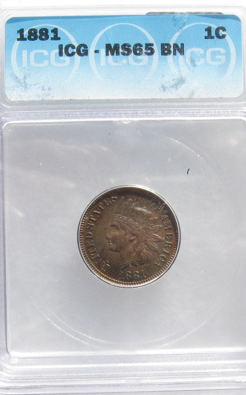 1881 Indian Cent ICG MS-65BN | Of Coins & Crystals