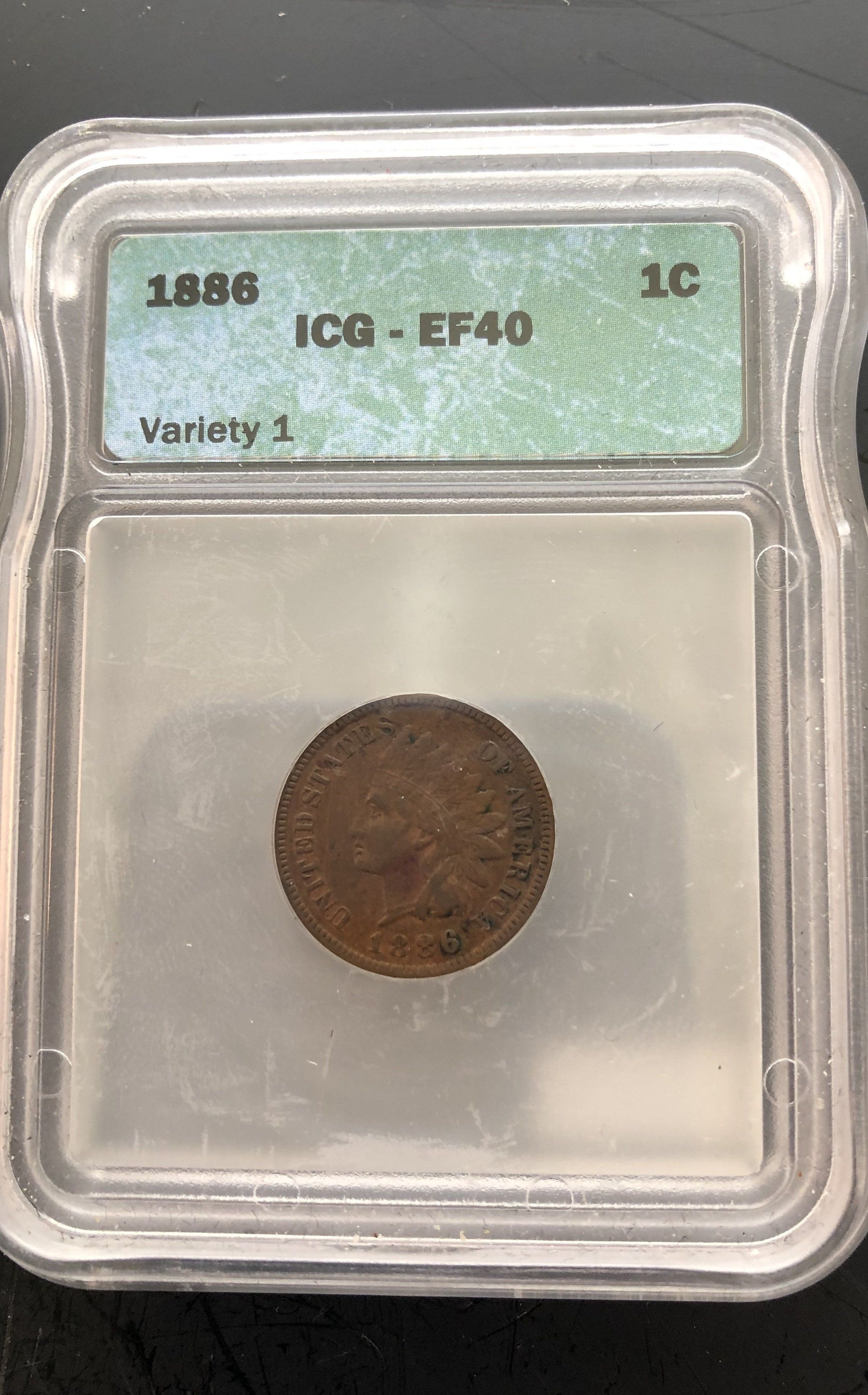 1886 Indian Cent Type I ICG XF-40 | Of Coins & Crystals