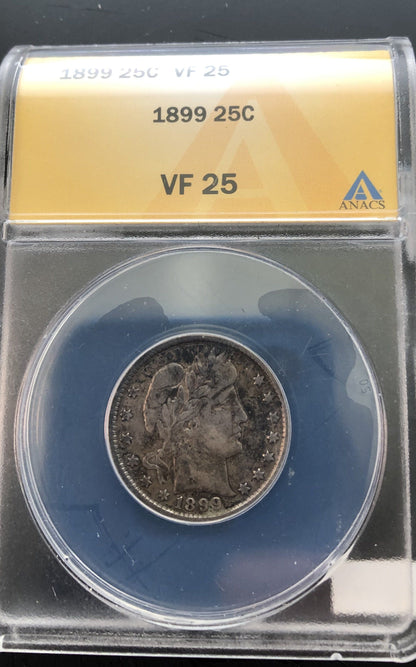 1899 Barber Quarter ANACS VF-25 | Of Coins & Crystals