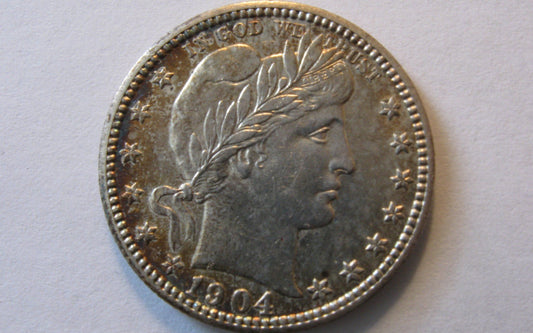 1904 Barber Quarter.  MS-60 | Of Coins & Crystals