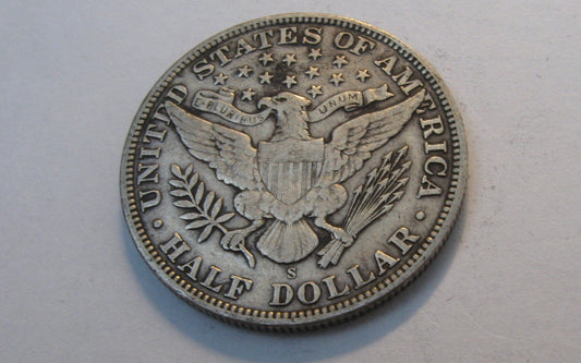 1905-S Barber Half Dollar.  VF-20 | Of Coins & Crystals