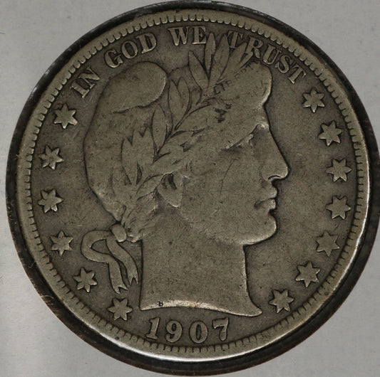 1907D Barber Half Dollar F-15 | Of Coins & Crystals