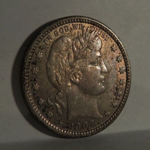 1907 Barber Quarter AU50 | Of Coins & Crystals