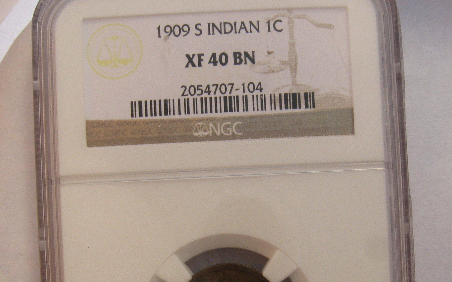 1909 S Indian Cent NGC XF-40 | Of Coins & Crystals