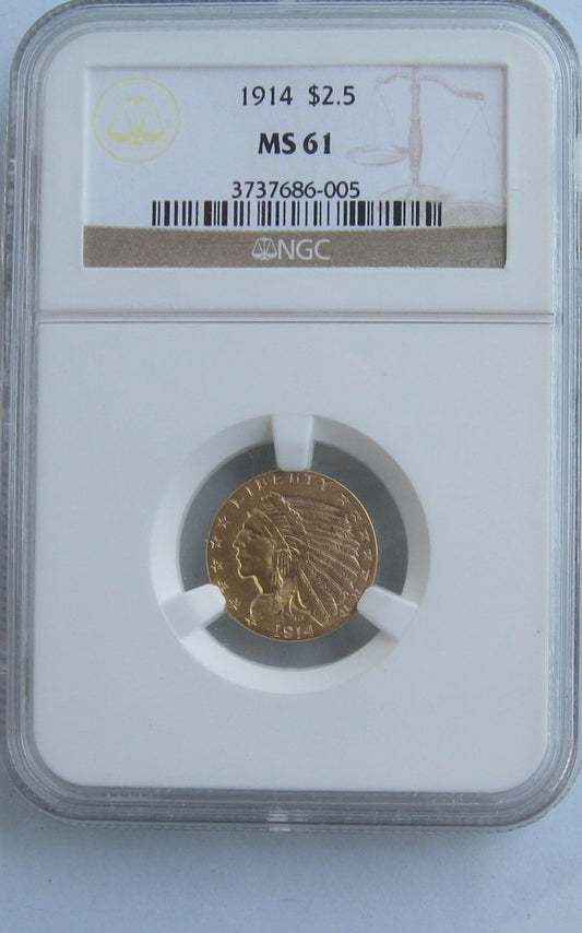 1914 Quarter Eagle NGC MS61
