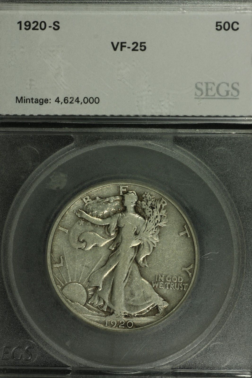 1920S Walking Liberty Half Dollar SEGS VF-25 | Of Coins & Crystals