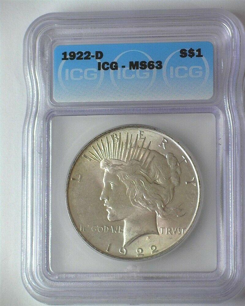 1922-D Peace Dollar ICG MS-63 | Of Coins & Crystals