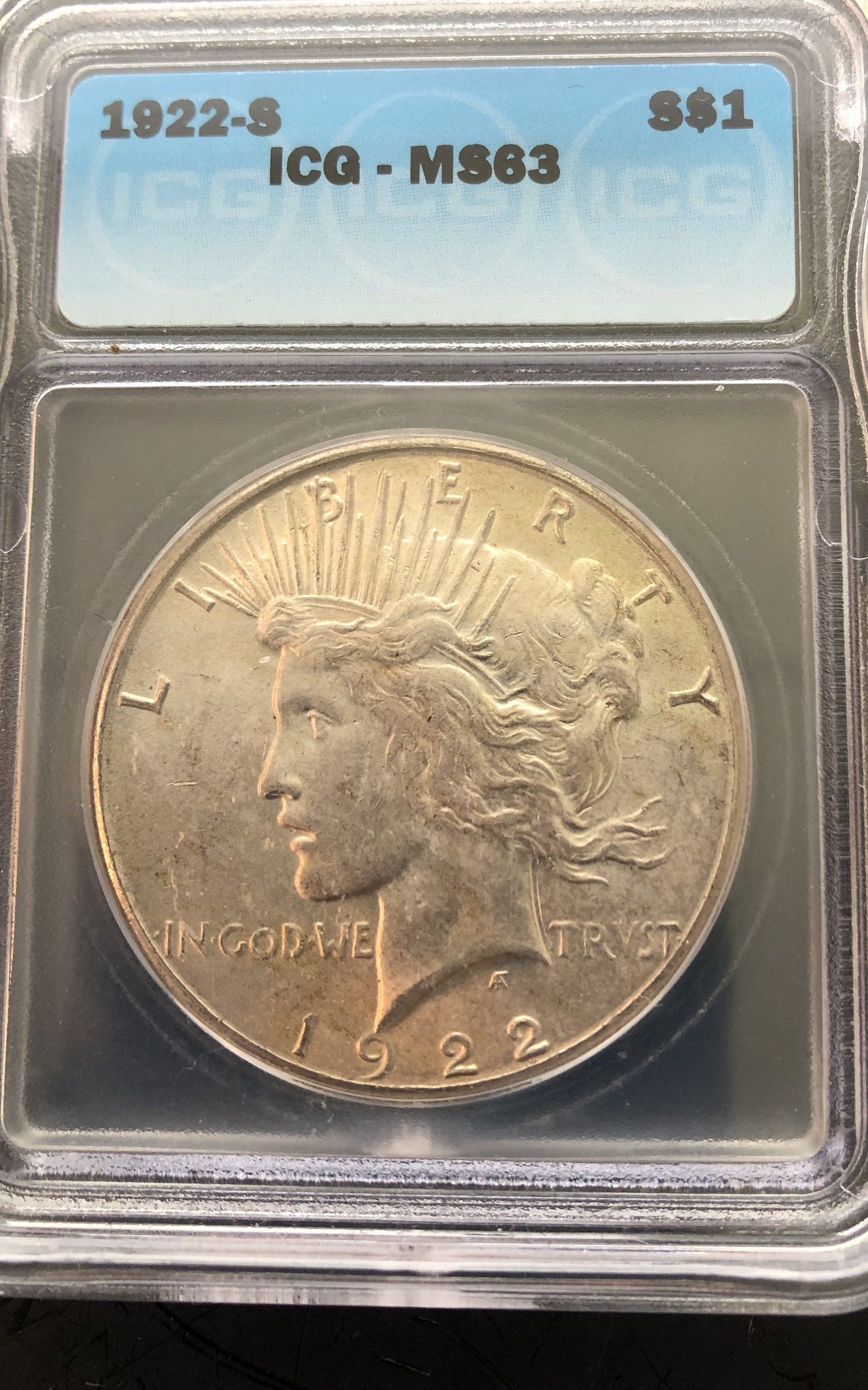 1922S Peace dollar ICG MS-63 | Of Coins & Crystals