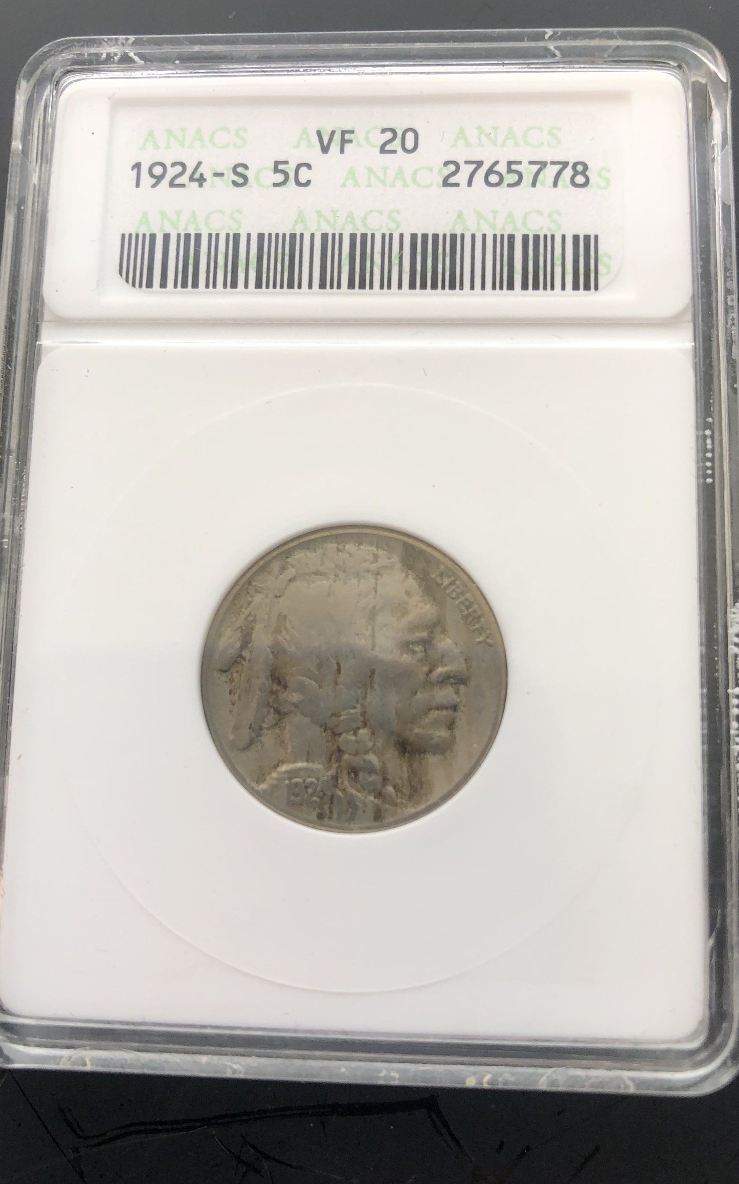 1924S Buffalo Nickel ANACS VF-20 | Of Coins & Crystals