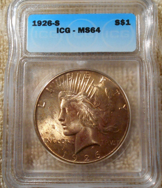 1926S Peace Dollar  ICG MS-64 | Of Coins & Crystals