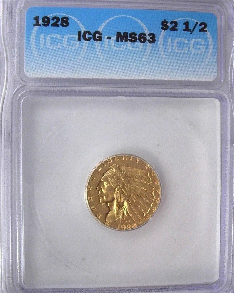 1928 Indian Head Quarter Eagle. ICG MS63 | Of Coins & Crystals
