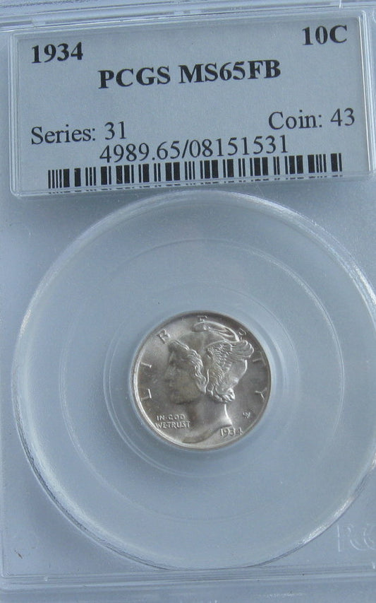 1934  Mercury Dime PCGS MS65 FSB