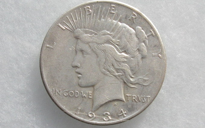 1934S  Peace Dollar XF Scratched | Of Coins & Crystals