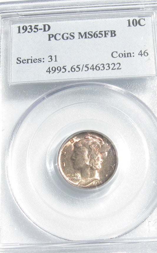 1935D  Mercury Dime PCGS 65FSB