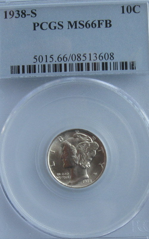 1938S  Mercury Dime PCGS MS66 FSB