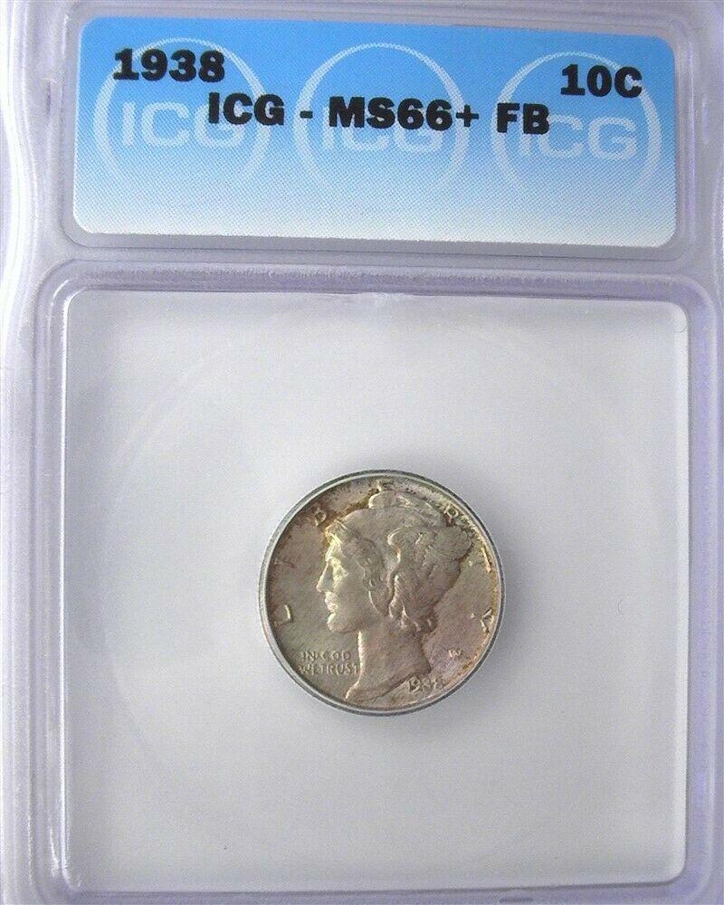 1938 Mercury Dime MS-66+FB | Of Coins & Crystals