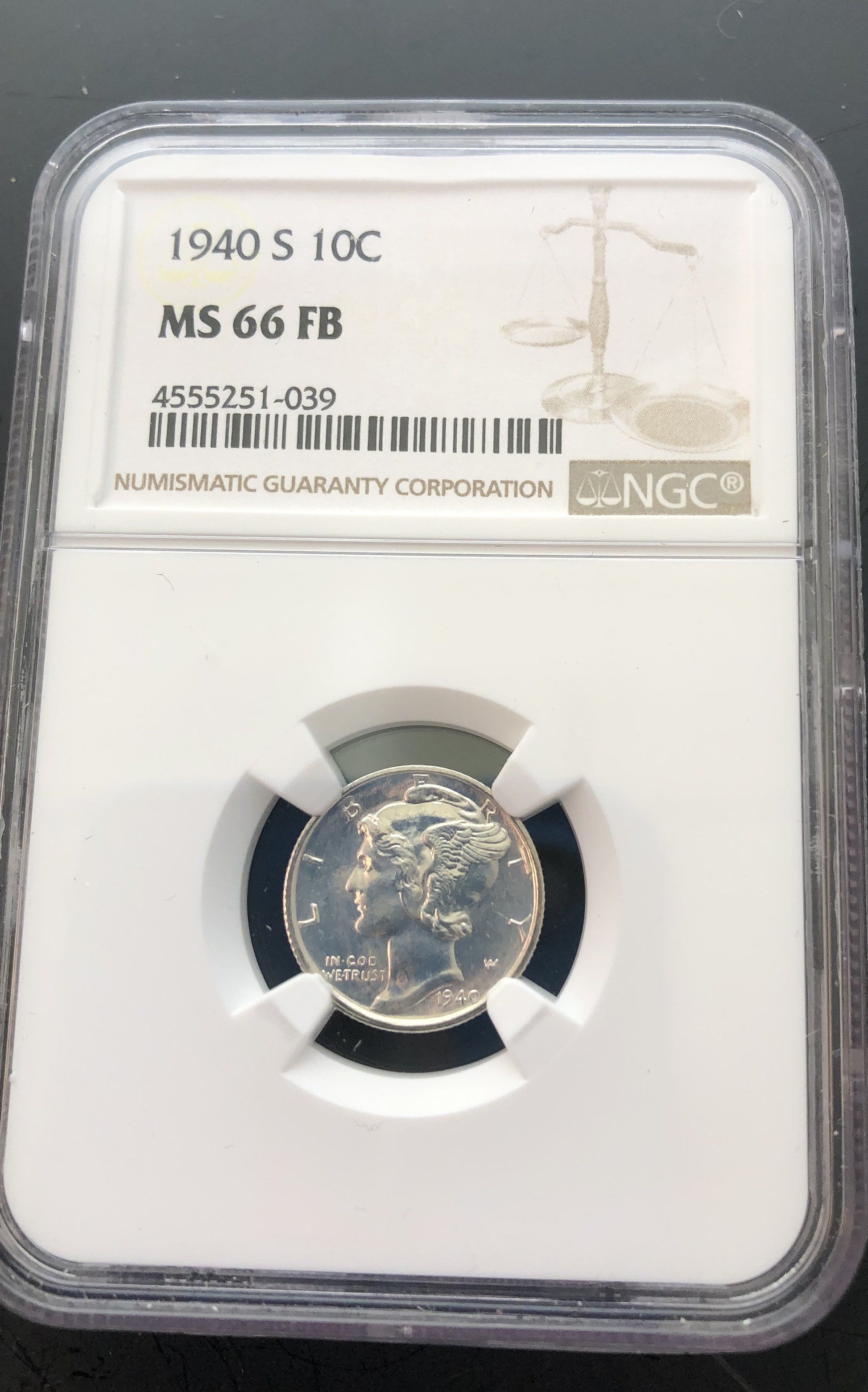 1940-S Mercury Dime NGC MS-66FSB | Of Coins & Crystals