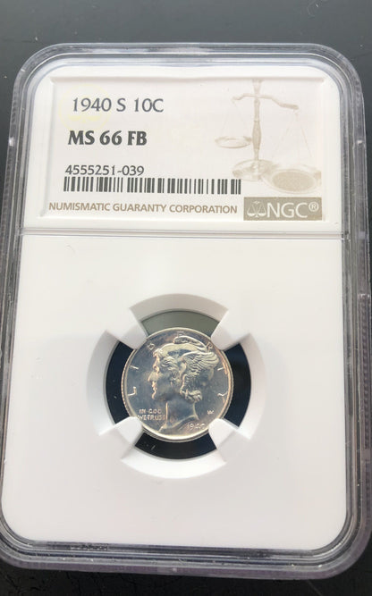 1940-S Mercury Dime NGC MS-66FSB | Of Coins & Crystals