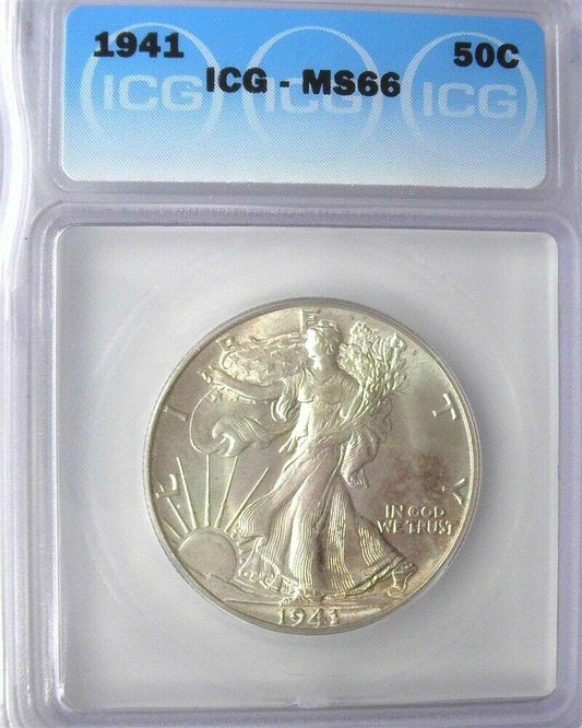 1941 Walking Liberty Half Dollar ICG MS-66 | Of Coins & Crystals