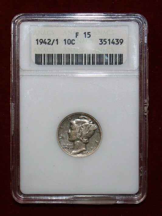 1942/1 Mercury Dime ANACS F15 | Of Coins & Crystals