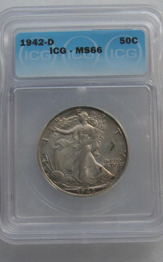 1942D Walking Liberty Half Dollar ICG MS-66 | Of Coins & Crystals