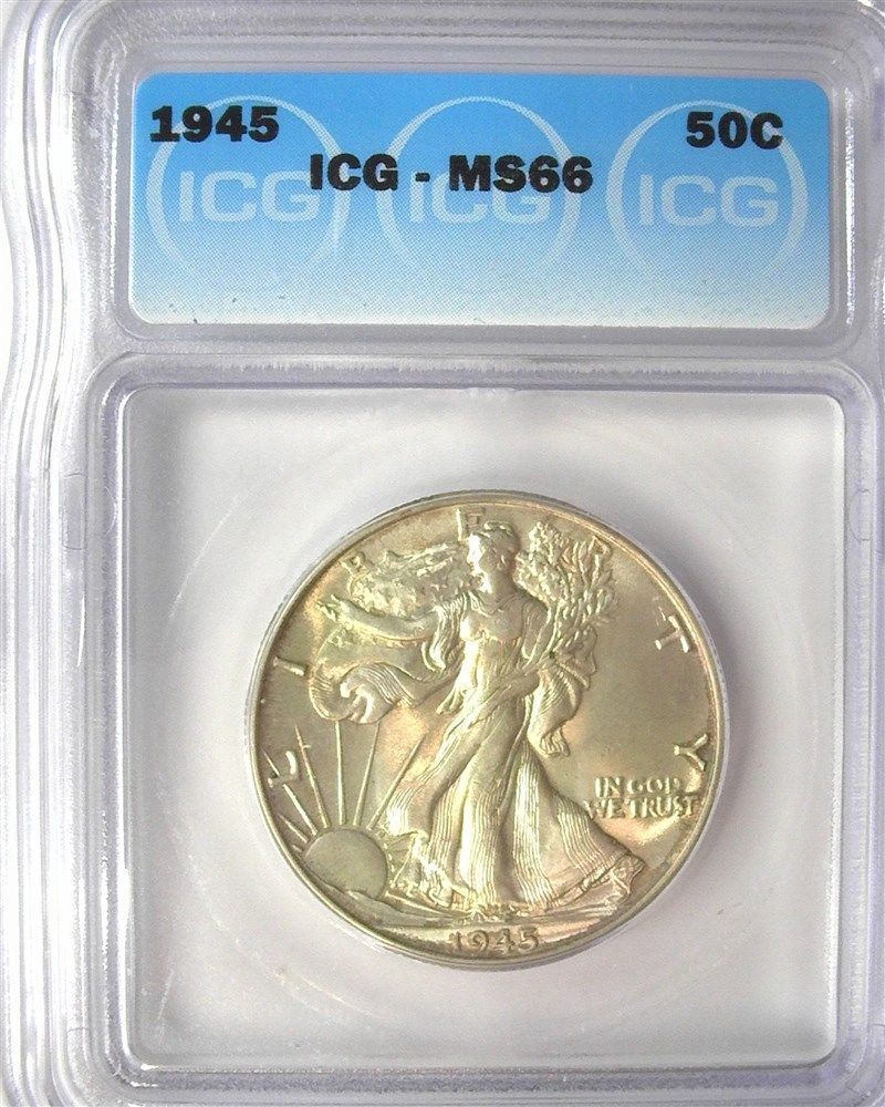 1945 Walking Liberty Half Dollar ICG MS-66 | Of Coins & Crystals