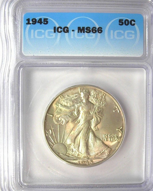 1945 Walking Liberty Half Dollar ICG MS-66 | Of Coins & Crystals