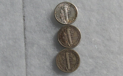 Mercury Dimes 1917-S XF-45/1923-S VF-30/1924-S F-12 Set of 3 | Of Coins & Crystals