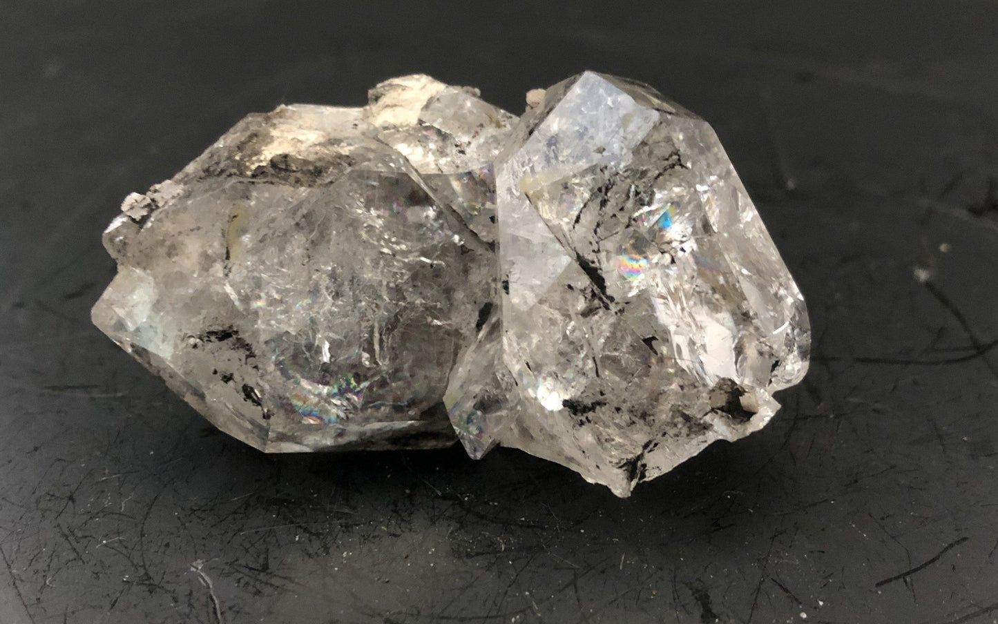 Herkimer Diamond Drusy Cluster w/ Anthraxolite 1010-46 | Of Coins & Crystals