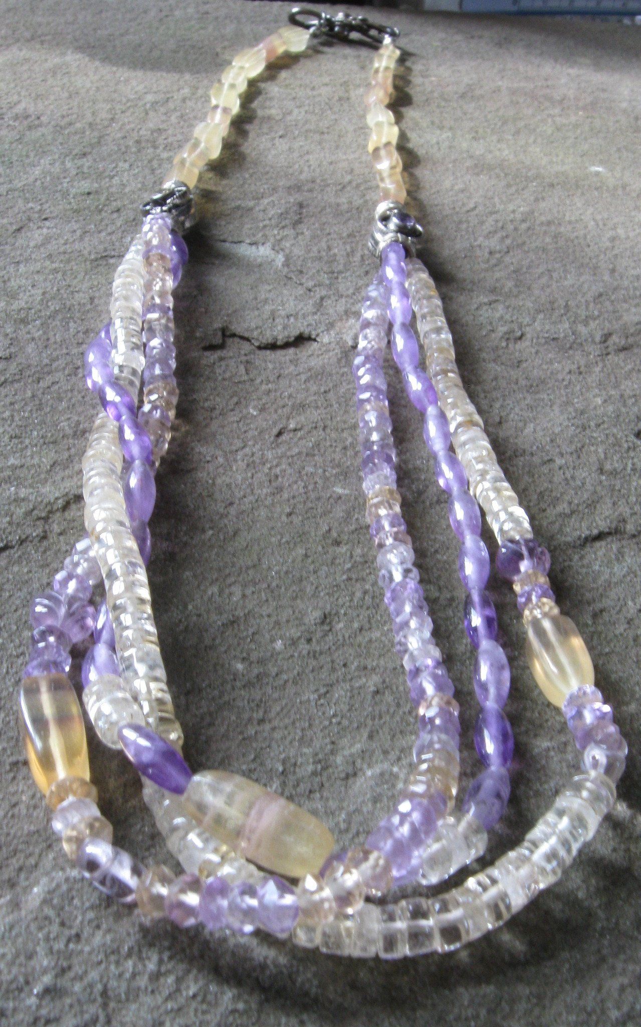 Banded Fluorite, Citrine & Amethyst Necklace | Of Coins & Crystals