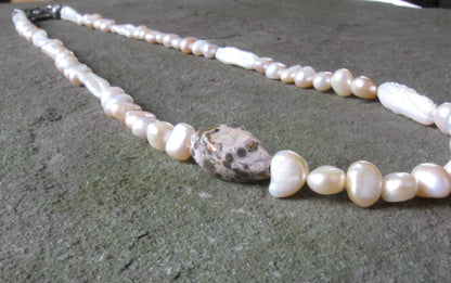 Leopardskin Agate & Freshwater Pearls | Of Coins & Crystals