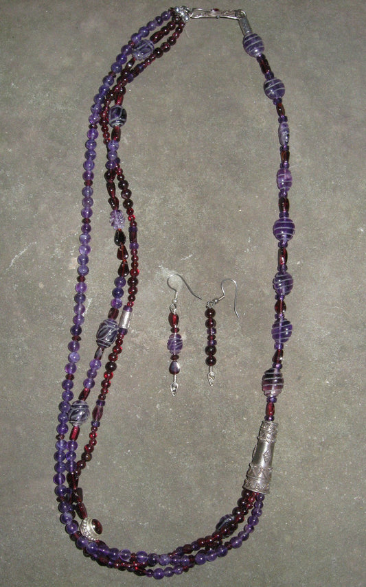 Amethyst & Garnet Multi Strand Necklace | Of Coins & Crystals