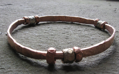 Hand Forged Copper & Silver Bangle Bracelet | Of Coins & Crystals