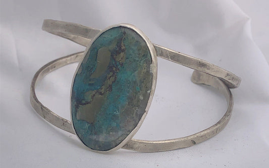 Namibian Shattuckite w/ Chrysocolla Sterling Bracelet | Of Coins & Crystals
