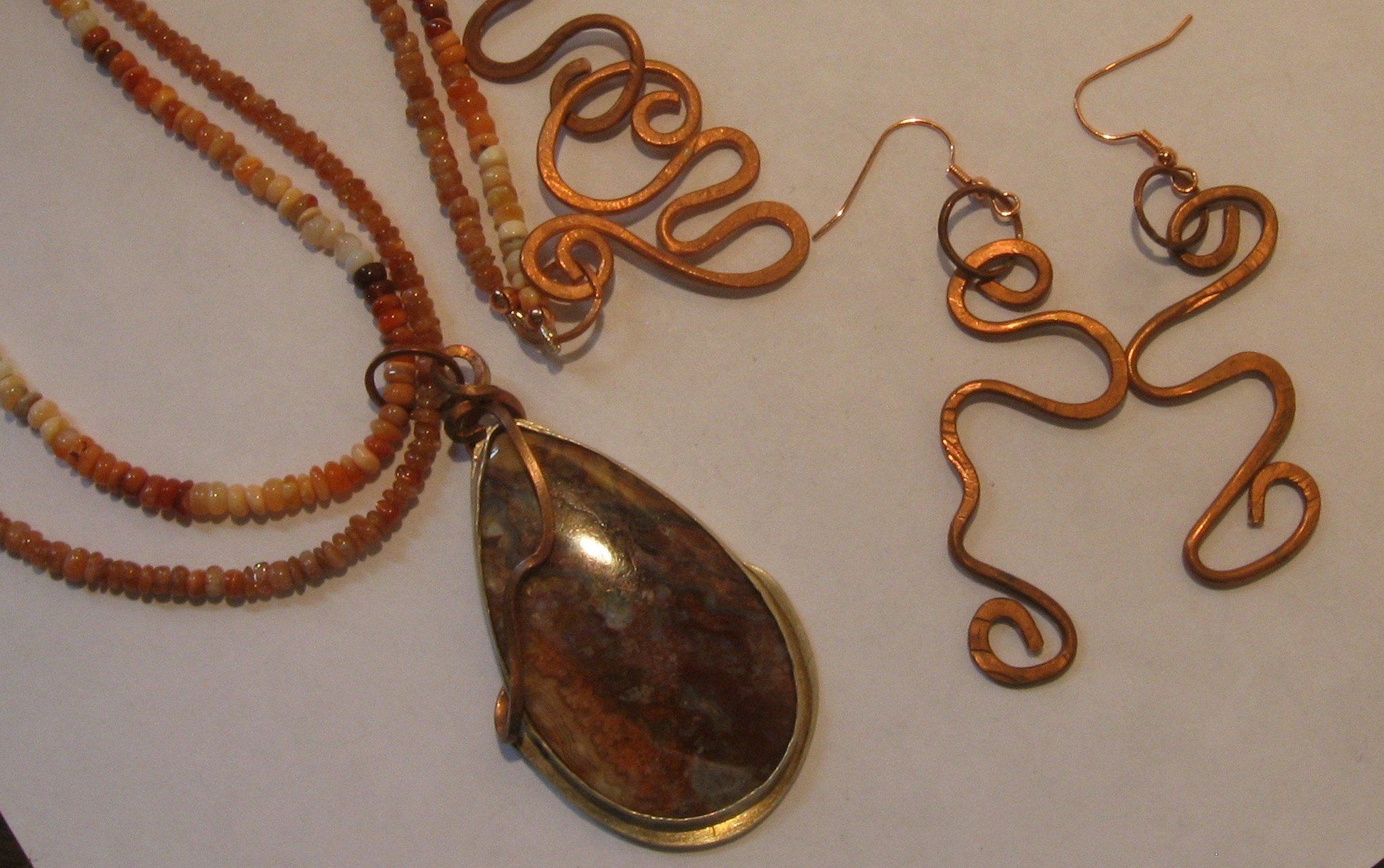 Mexican Laguna Lace Agate Necklace with Copper Earrings | Of Coins & Crystals