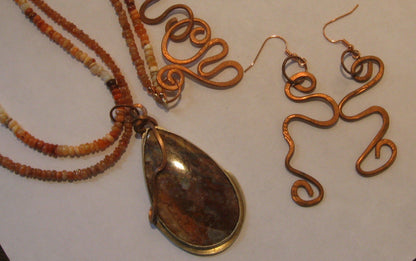 Mexican Laguna Lace Agate Necklace with Copper Earrings | Of Coins & Crystals