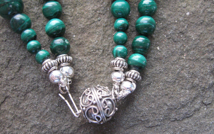 Malachite & Bali Silver Bracelet | Of Coins & Crystals