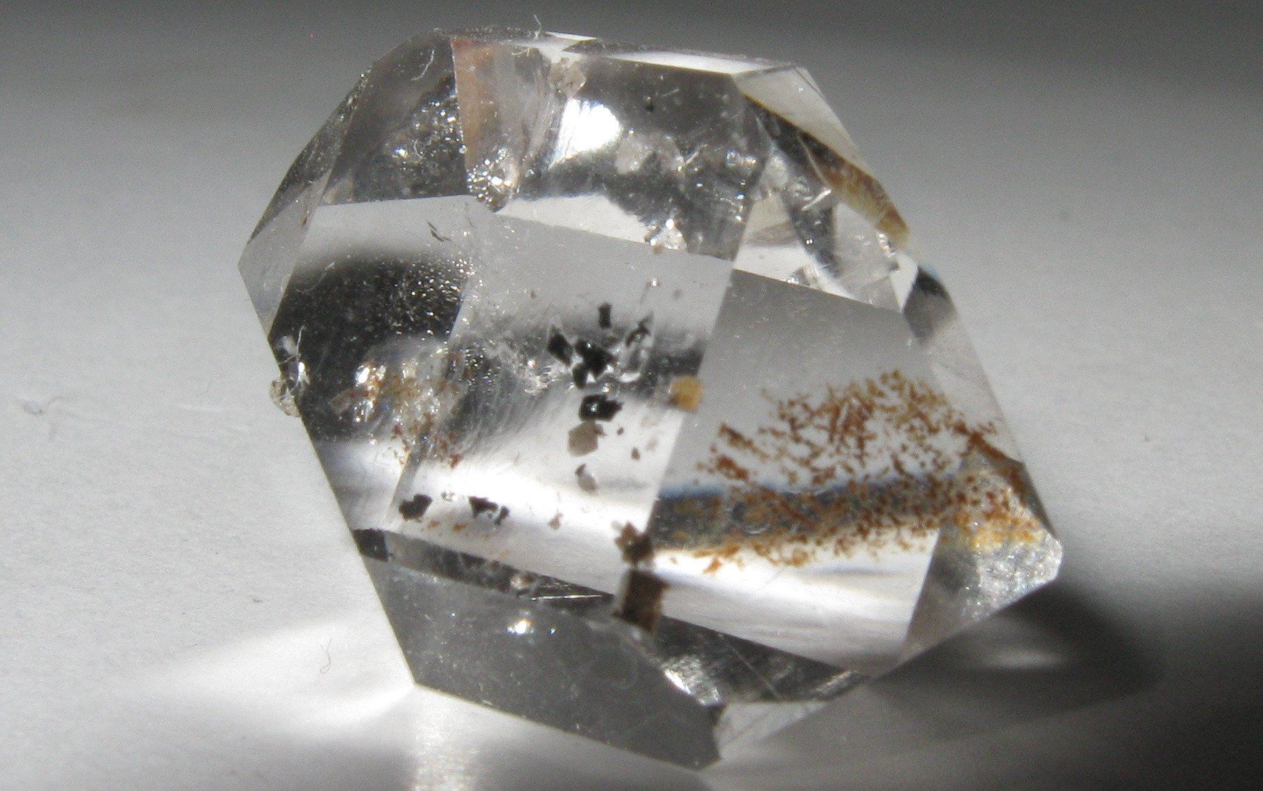 Herkimer Diamond with Anthraxolite + Inclusions | Of Coins & Crystals