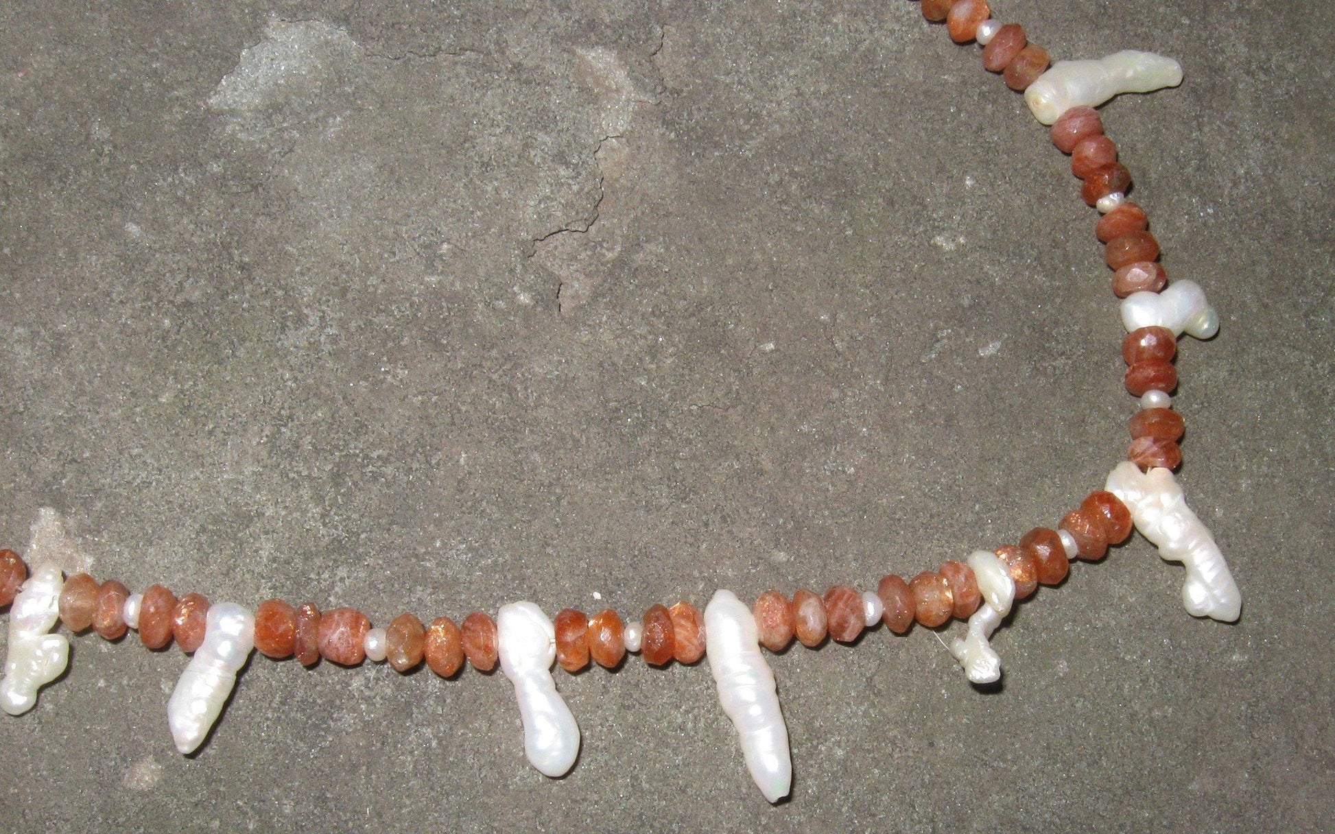 Fire & Ice - Sunstone and Freshwater Pearls | Of Coins & Crystals