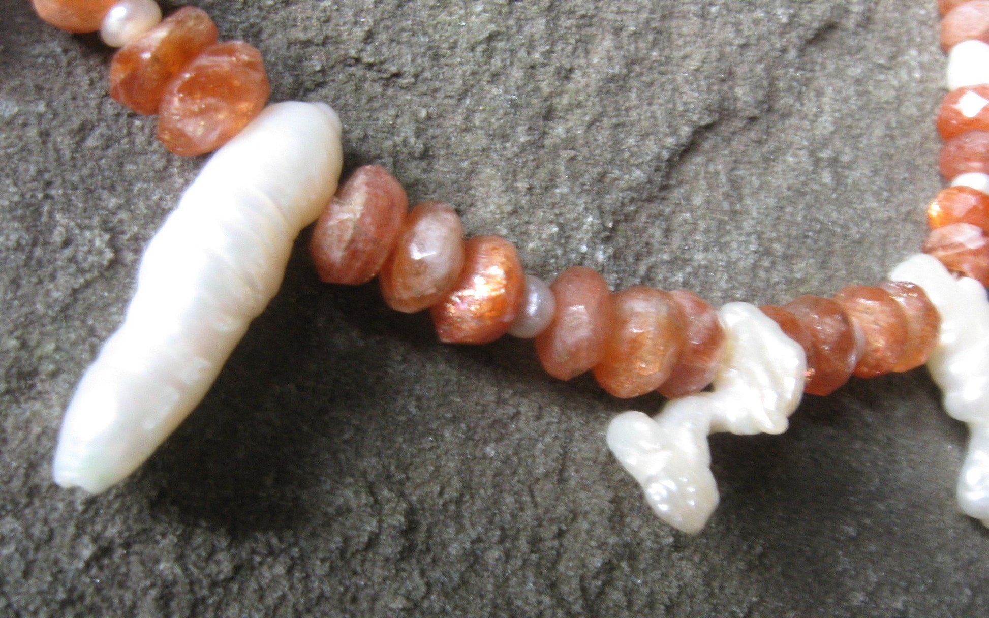 Fire & Ice - Sunstone and Freshwater Pearls | Of Coins & Crystals