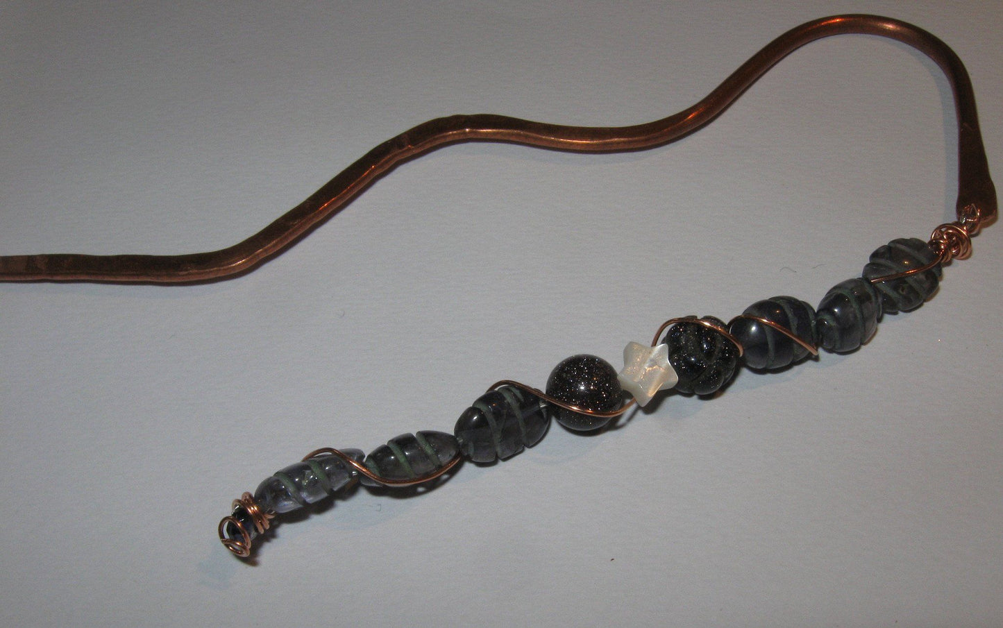 Starry Night Bookmark - Blue Goldstone, Iolite. Mother of Pearl | Of Coins & Crystals