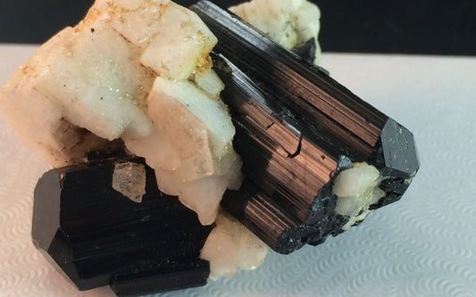 Black Tourmaline in Feldspar 7 - Skardu Valley, Pakistan | Of Coins & Crystals