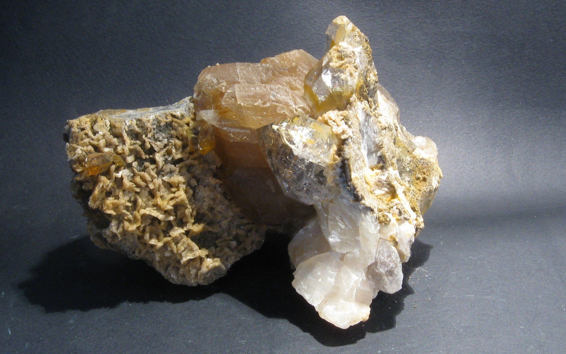 Herkimer Diamond with Calcite, Dolomite, Pyrite II | Of Coins & Crystals